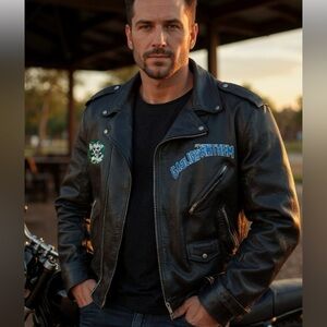 Cooper Black Leather Biker Jacket